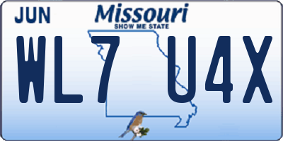 MO license plate WL7U4X