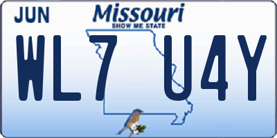 MO license plate WL7U4Y