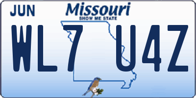 MO license plate WL7U4Z