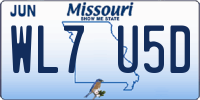 MO license plate WL7U5D