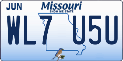 MO license plate WL7U5U