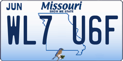 MO license plate WL7U6F