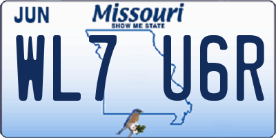 MO license plate WL7U6R