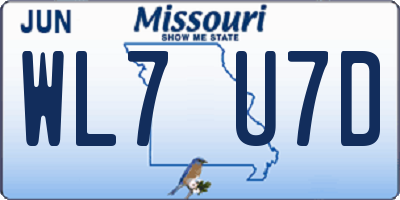 MO license plate WL7U7D