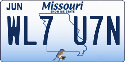 MO license plate WL7U7N