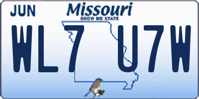 MO license plate WL7U7W