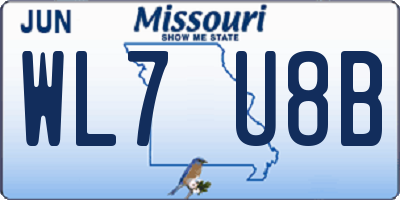 MO license plate WL7U8B