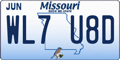 MO license plate WL7U8D
