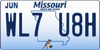 MO license plate WL7U8H