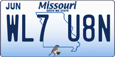 MO license plate WL7U8N