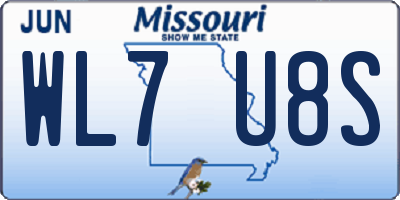 MO license plate WL7U8S