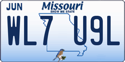 MO license plate WL7U9L