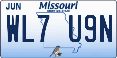 MO license plate WL7U9N