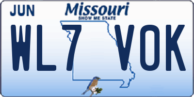 MO license plate WL7V0K