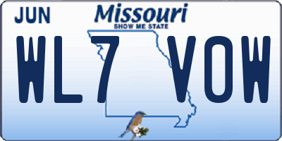 MO license plate WL7V0W
