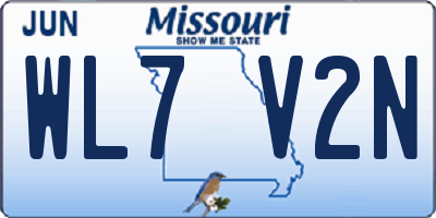 MO license plate WL7V2N