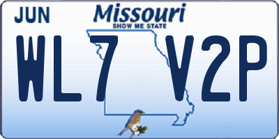 MO license plate WL7V2P