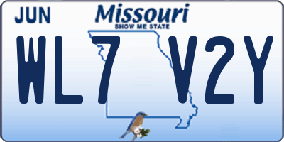 MO license plate WL7V2Y