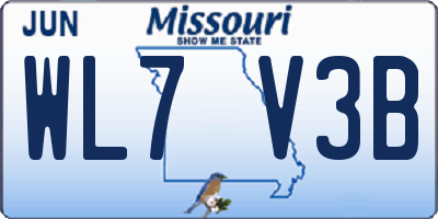 MO license plate WL7V3B