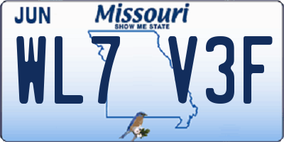MO license plate WL7V3F