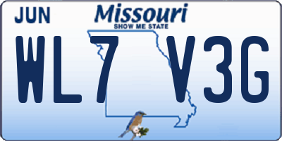 MO license plate WL7V3G