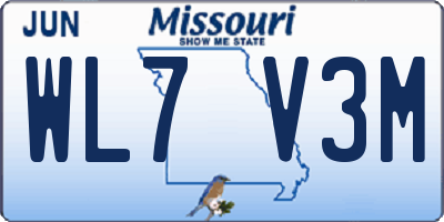 MO license plate WL7V3M