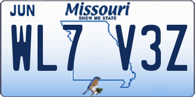 MO license plate WL7V3Z