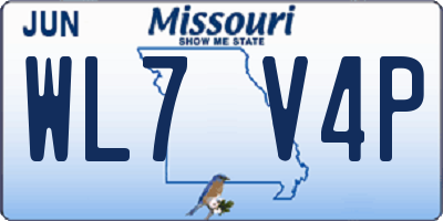MO license plate WL7V4P