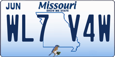 MO license plate WL7V4W