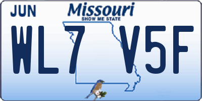 MO license plate WL7V5F
