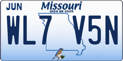 MO license plate WL7V5N
