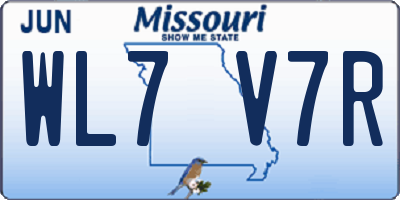 MO license plate WL7V7R