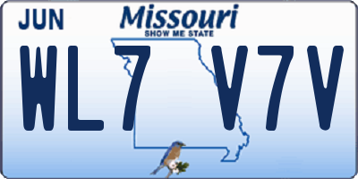 MO license plate WL7V7V