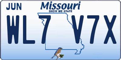 MO license plate WL7V7X