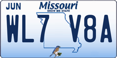 MO license plate WL7V8A