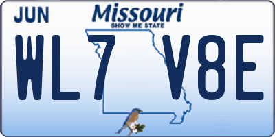 MO license plate WL7V8E