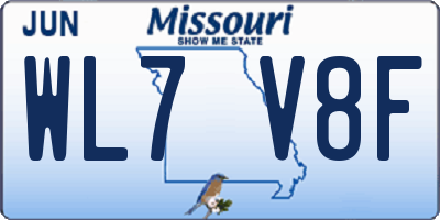 MO license plate WL7V8F