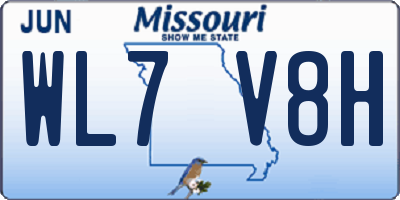 MO license plate WL7V8H