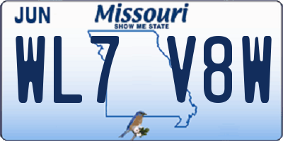 MO license plate WL7V8W