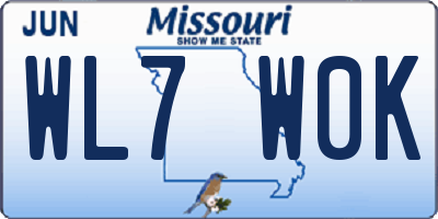 MO license plate WL7W0K
