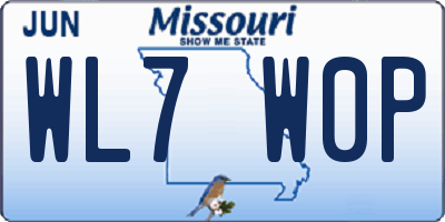 MO license plate WL7W0P