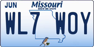 MO license plate WL7W0Y