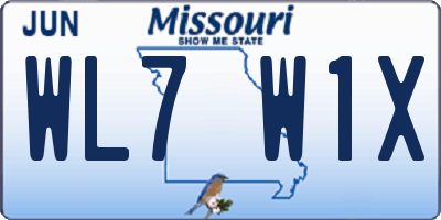 MO license plate WL7W1X