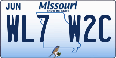 MO license plate WL7W2C
