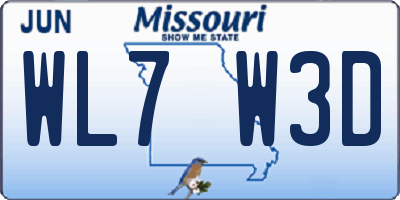 MO license plate WL7W3D