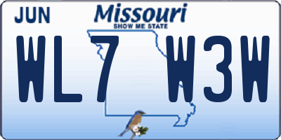 MO license plate WL7W3W