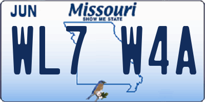 MO license plate WL7W4A