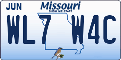 MO license plate WL7W4C