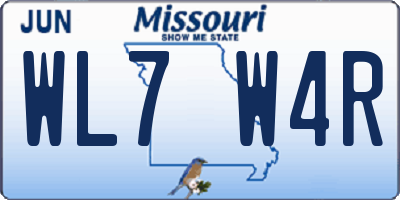MO license plate WL7W4R