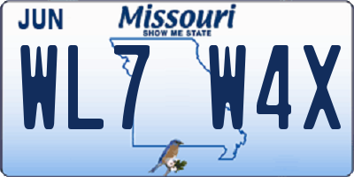 MO license plate WL7W4X